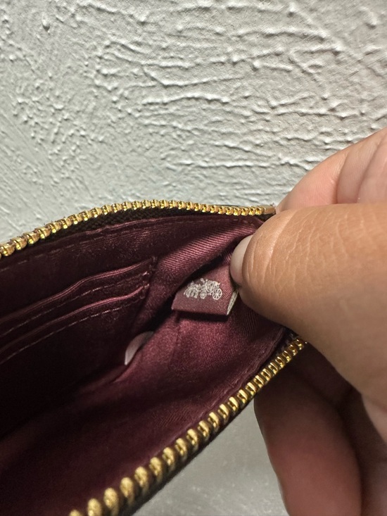 Coach Brown Signature Canvas Wristlet Wallet with Pink Unicorn and Gold Horn - Picture 5 of 5